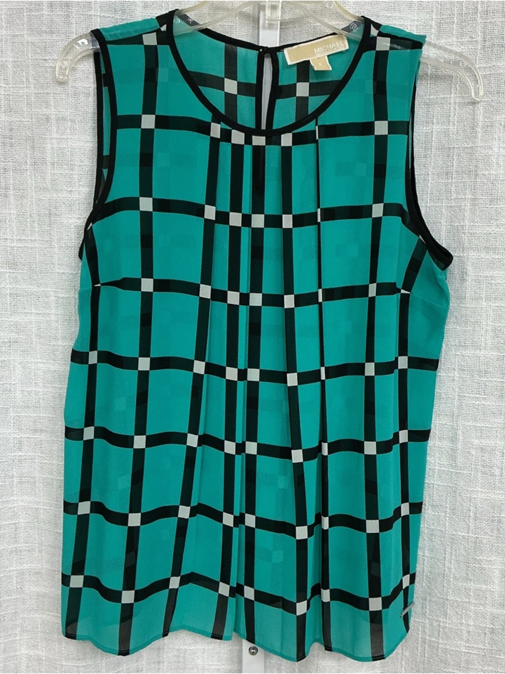 Michael Kors Teal Grid Sleeveless Camisole